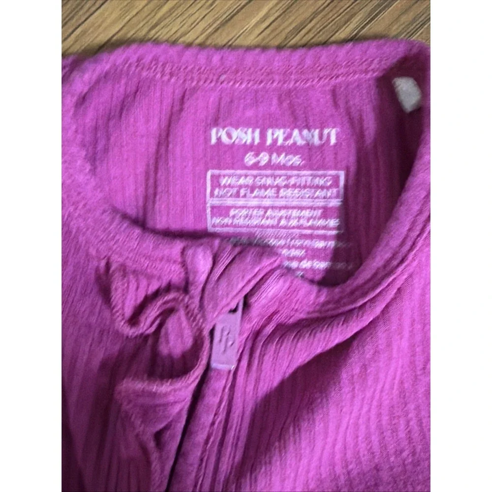 Posh Peanut Baby Girls 6-9 Months Fuchsia Ribbed Ruffle Bum Footed Sleeper Pjs